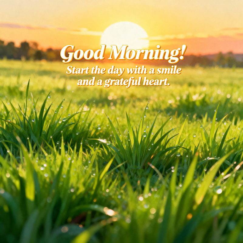 Cheerful Sunrise Over a Green Meadow