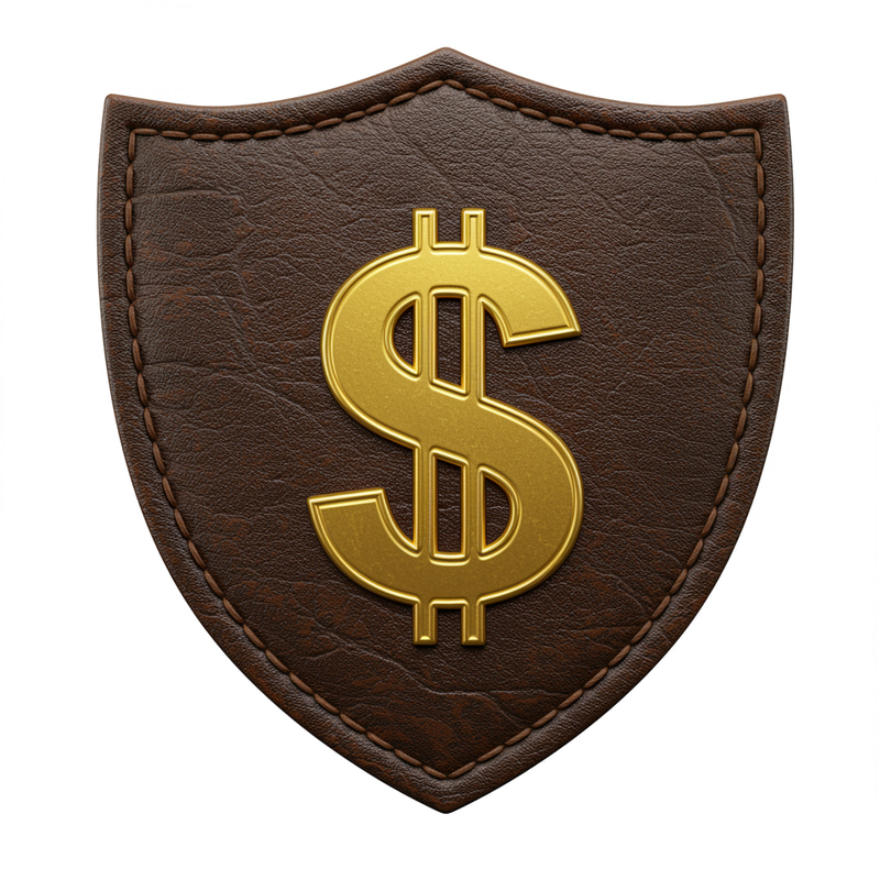 Leather Shield Patch for Caps with Dollar Sign Leather Shield Patch for Caps with Dollar Sign