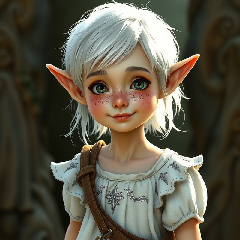 Cheerful Clumsy Elf in White Dress Cheerful Clumsy Elf in White Dress