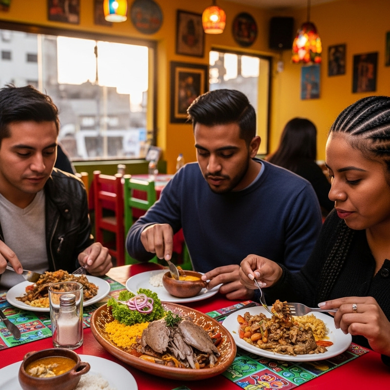 Peruvians Enjoying Pigeon Delicacies Peruvians Enjoying Pigeon Delicacies