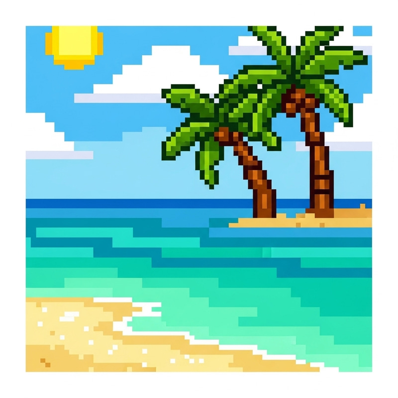 Tropical Beach Pixel Art - 32x32 Pixels