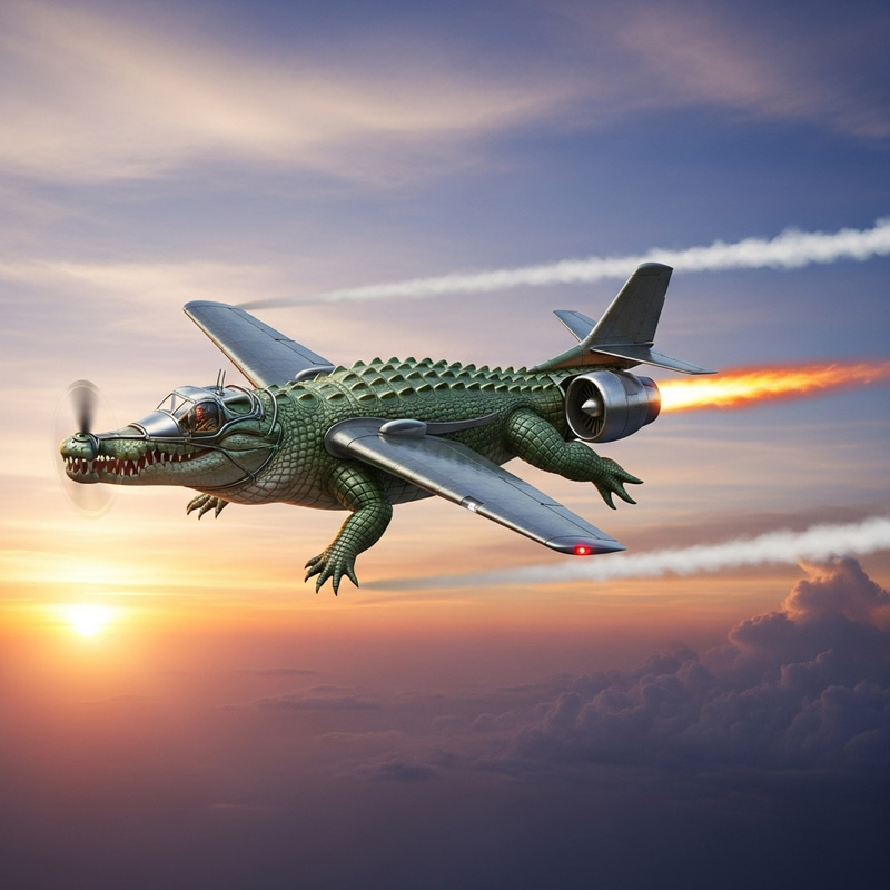 Crocodile and Airplane Fusion Art Crocodile and Airplane Fusion Art