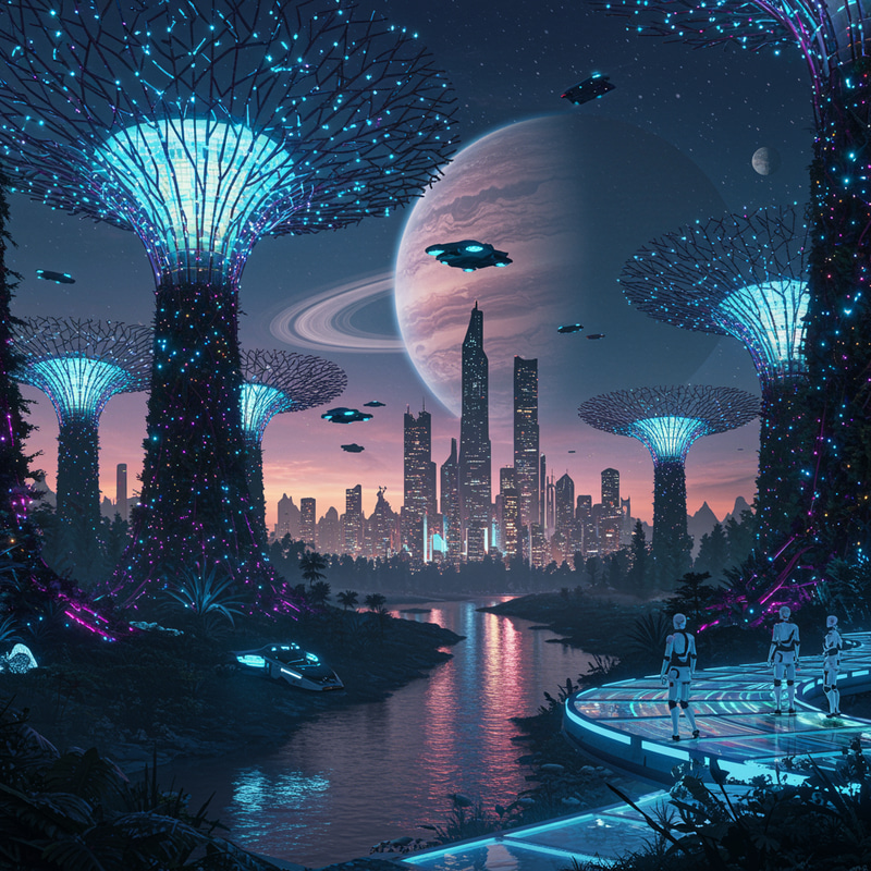 Futuristic Landscape: Nature Meets Technology Futuristic Landscape: Nature Meets Technology