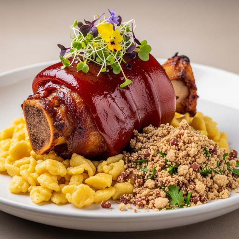Elegant Roasted Pork Knuckle Dish Presentation Elegant Roasted Pork Knuckle Dish Presentation