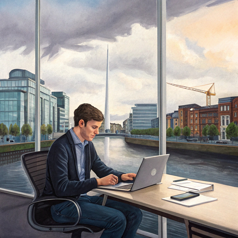 Oil Canvas Painting of a Developer in Dublin