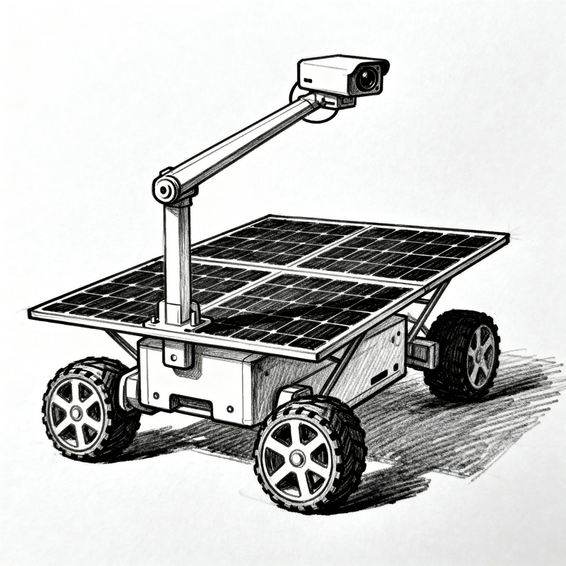 Solar-Powered Wheeled Robot with Camera Beam Solar-Powered Wheeled Robot with Camera Beam