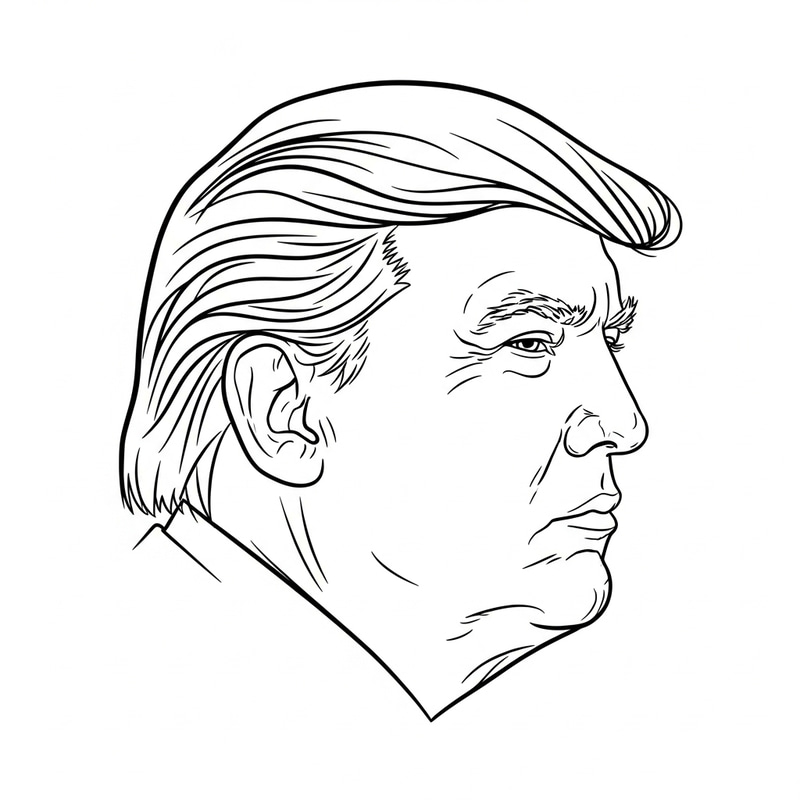 Outline Drawing of Trump's Head Profile