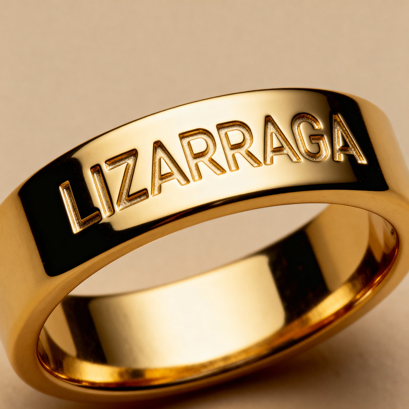 Luxurious Yellow Gold Signet Ring with LIZARRAGA Luxurious Yellow Gold Signet Ring with LIZARRAGA