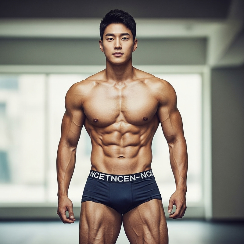 Handsome Korean Athletic Man - Six Pack Abs