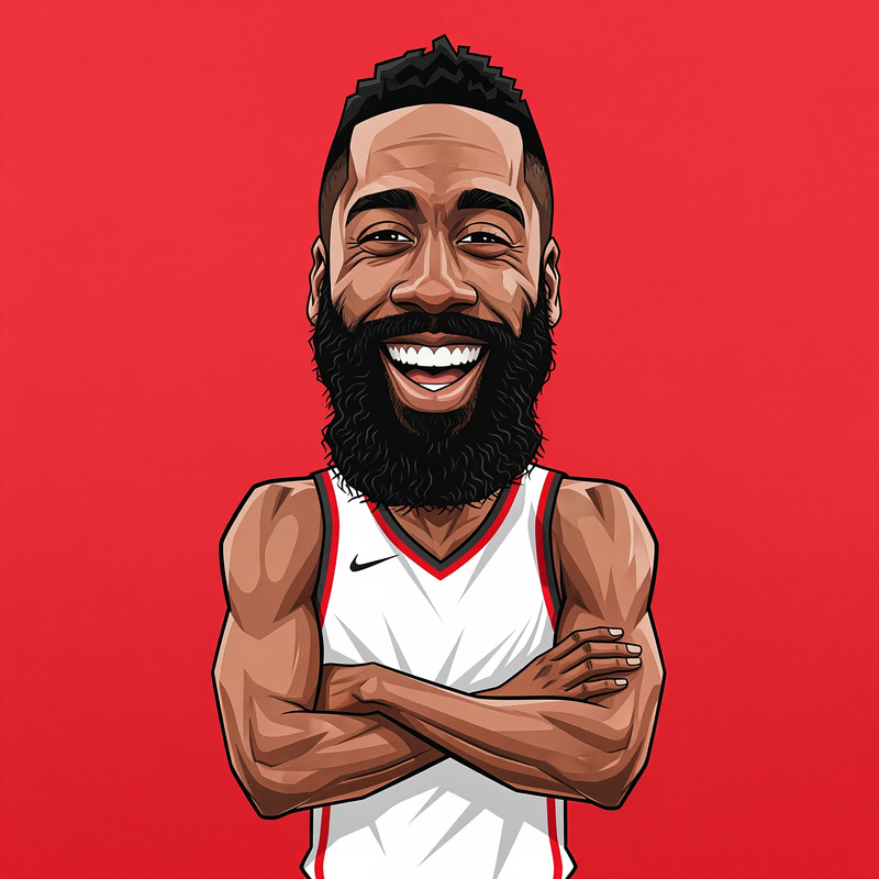 James Harden Cartoon Caricature - Smiling & Fun