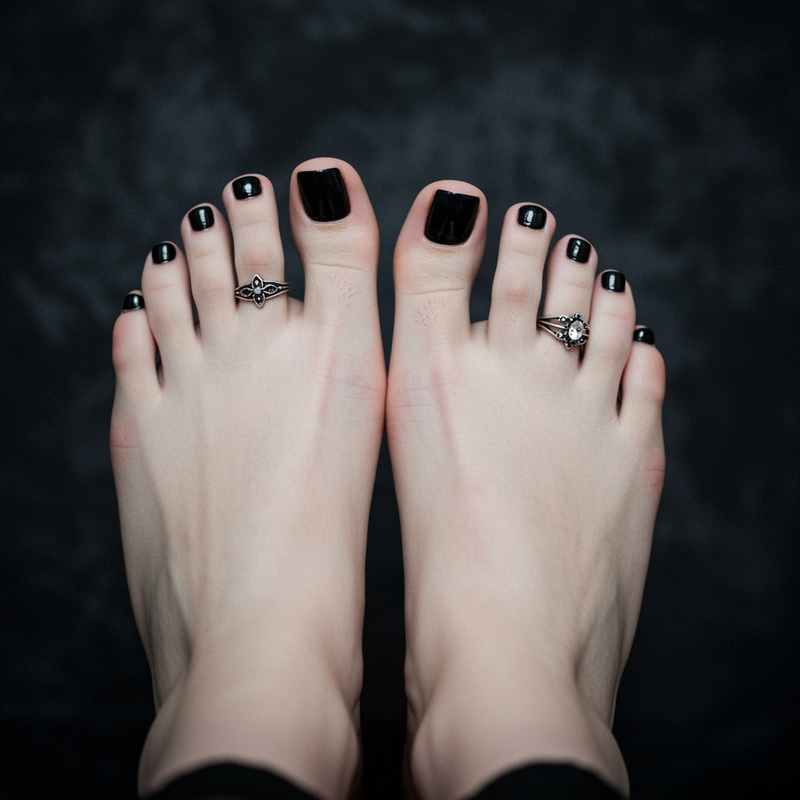 Gothic Girl with Beautiful Feet in Black Polish Gothic Girl with Beautiful Feet in Black Polish
