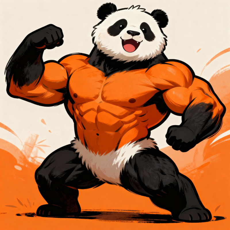 Muscular Panda: Strength in Cuteness Muscular Panda: Strength in Cuteness