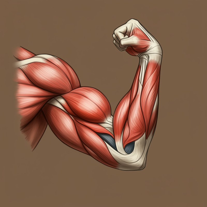 Anatomical Illustration of Muscular Arm: Triceps & Biceps Anatomical Illustration of Muscular Arm: Triceps & Biceps