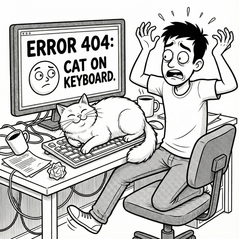 Frustrated Human vs. Content Cat on Keyboard Frustrated Human vs. Content Cat on Keyboard