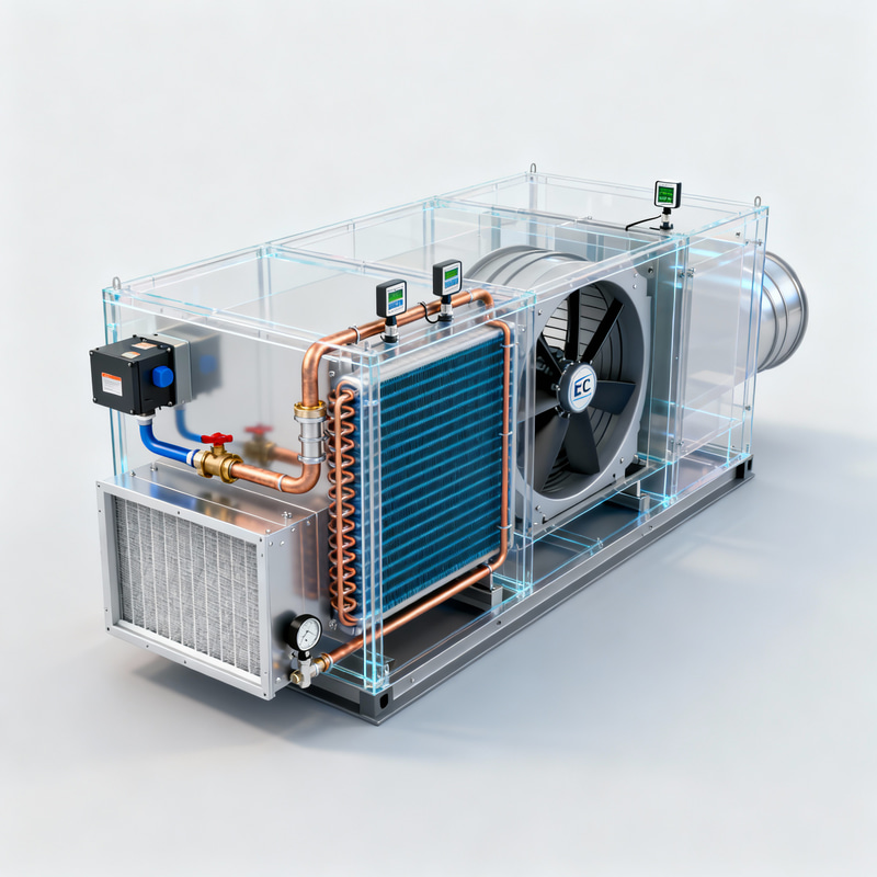 Realistic 3D AHU Image with Detailed Components Realistic 3D AHU Image with Detailed Components