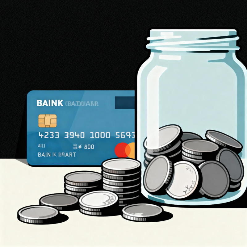 Simple Flat Shape Bank Card and Coins