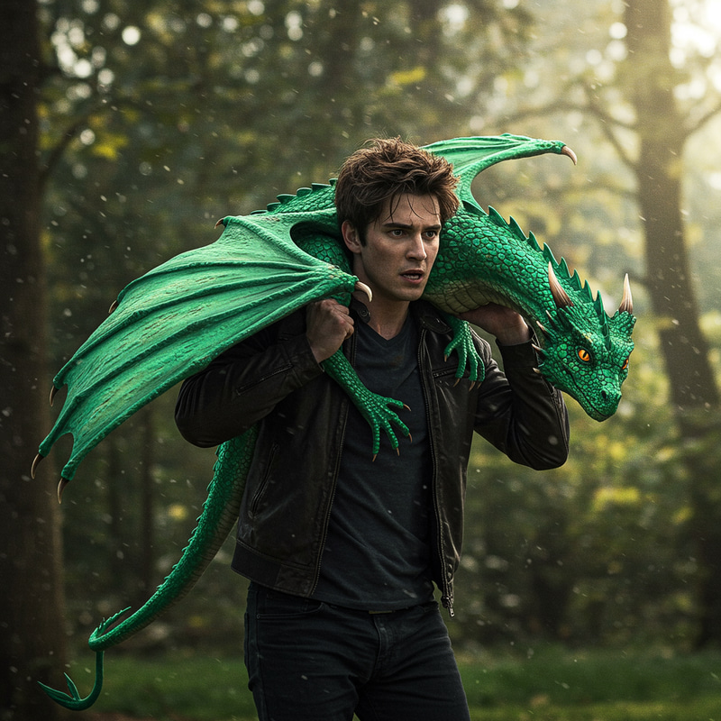 Young Man with Dragon on Shoulder