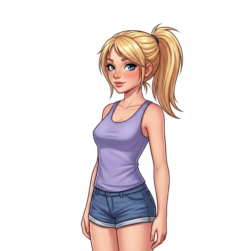 15-Year-Old Blonde Girl with Freckles and Casual Style 15-Year-Old Blonde Girl with Freckles and Casual Style