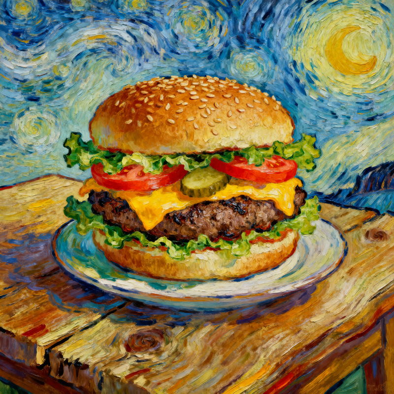 Van Gogh Style Burger Art Van Gogh Style Burger Art
