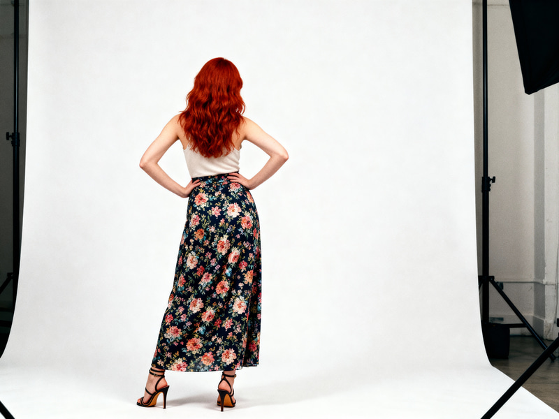 Chic Floral Skirt Fashion: High-Heeled Sandals Style Chic Floral Skirt Fashion: High-Heeled Sandals Style