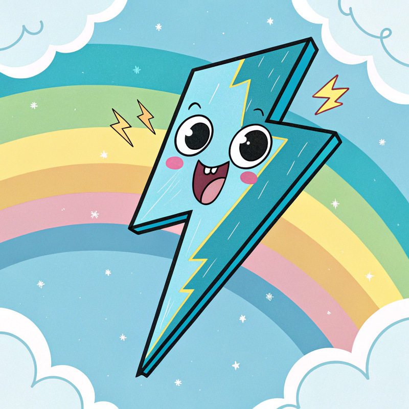 Cute Cartoon Lightning Bolt with Face Cute Cartoon Lightning Bolt with Face