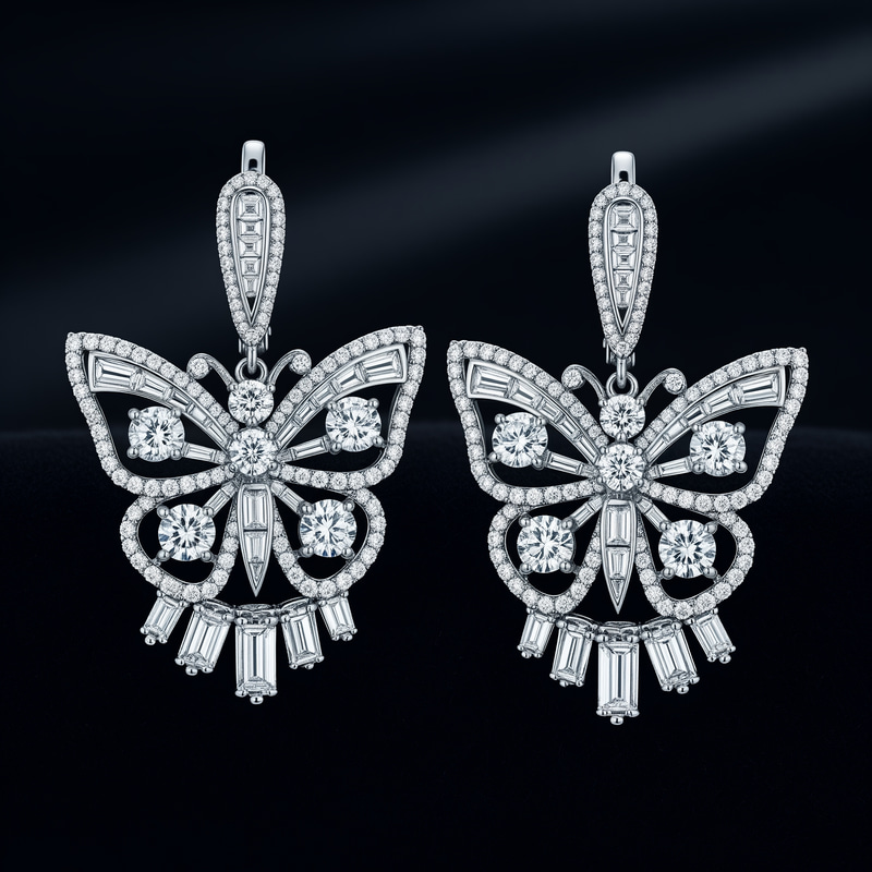 Luxury Butterfly Diamond Earrings - Elegant Jewelry Luxury Butterfly Diamond Earrings - Elegant Jewelry