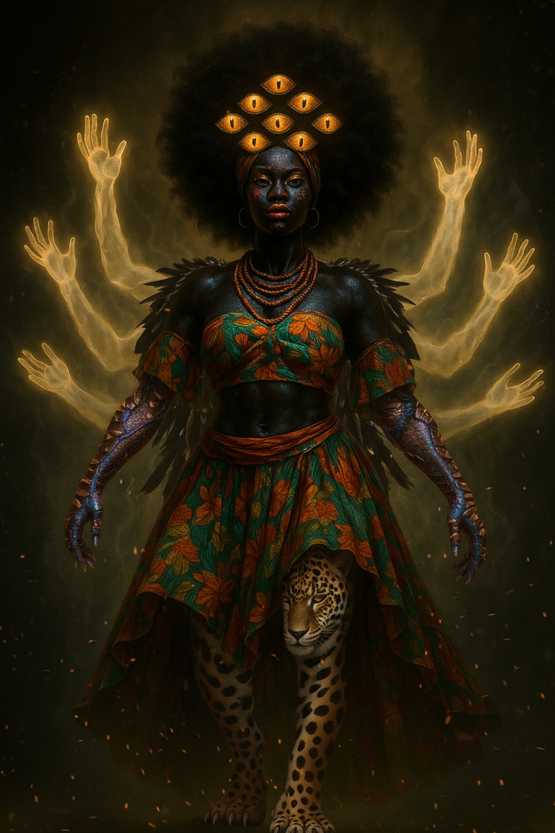 Majestic Afro-Colombian Goddess Chimera Portrait Majestic Afro-Colombian Goddess Chimera Portrait