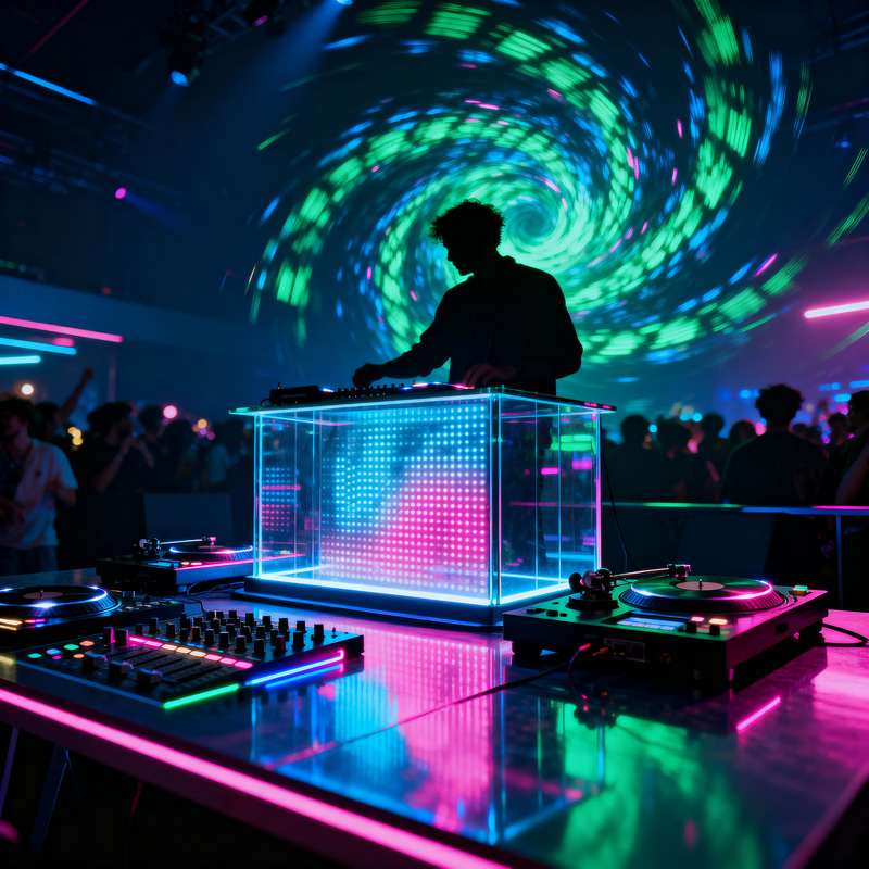 Futuristic DJ Booth: A Cyberpunk Experience