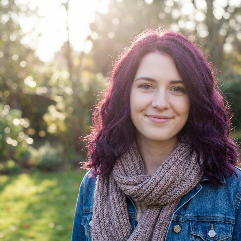 Beautiful Young Girl with Purple Hair Beautiful Young Girl with Purple Hair