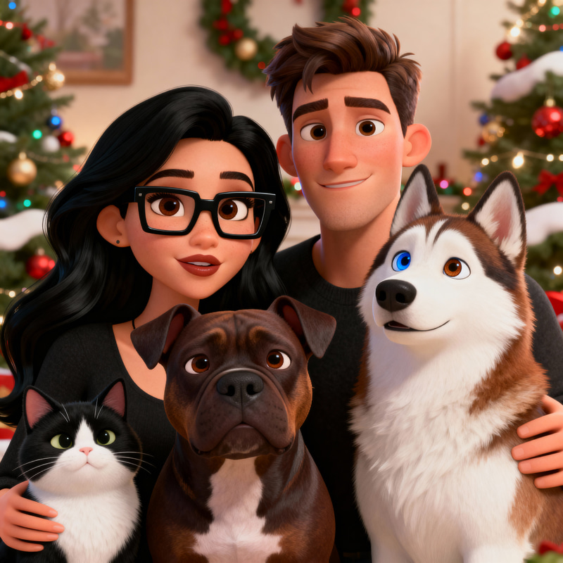 Vibrant Christmas Family Portrait Illustration Vibrant Christmas Family Portrait Illustration