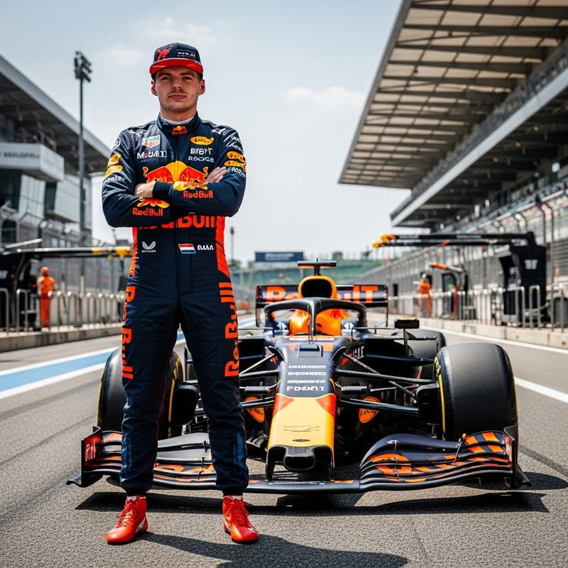 F1 Driver in Red Bull Suit: Verstappen's Champion Spirit F1 Driver in Red Bull Suit: Verstappen's Champion Spirit