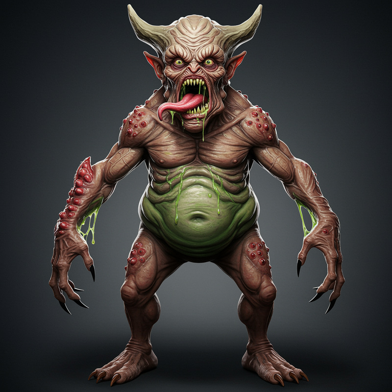 Terrifying Monster with Wrinkled Skin - Unique Design