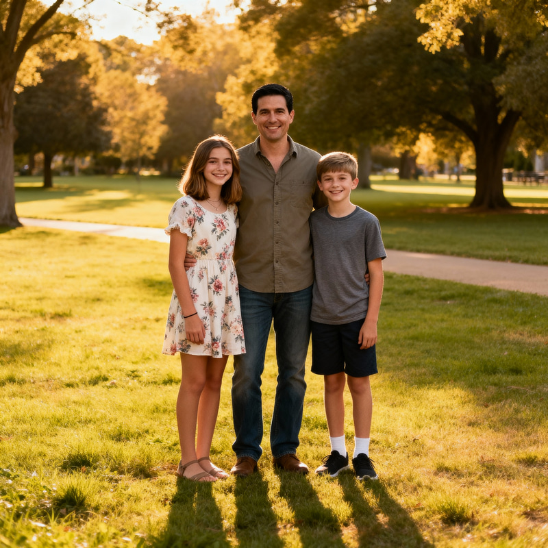 Dad with Teenage Daughter and Son: Family Moments Dad with Teenage Daughter and Son: Family Moments