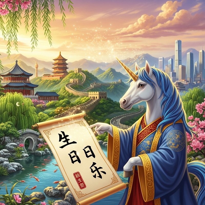 Birthday Wishes from a Unicorn Chinese Teacher