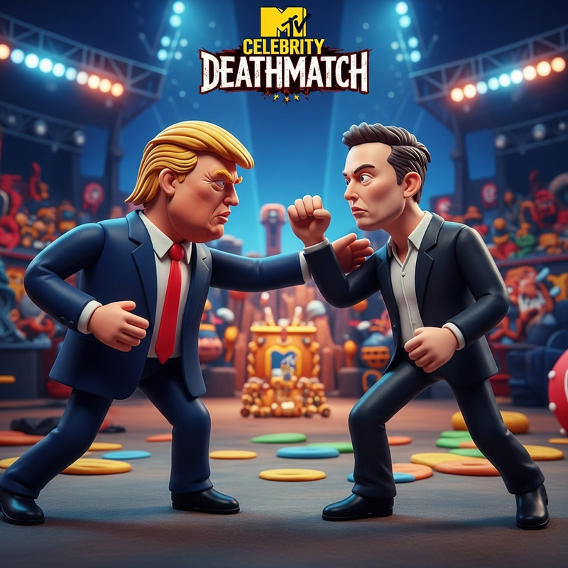 Claymation Trump vs Musk: MTV Deathmatch Art