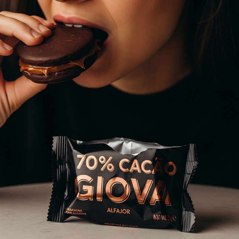 Enjoy Giova 70% Cacao Alfajor: Semi-Realistic Style