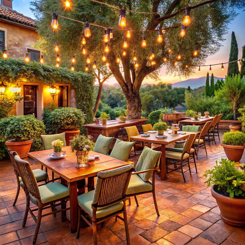 Romantic Outdoor Italian Restaurant Ambiance