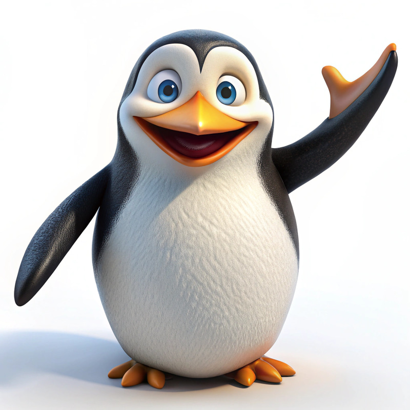 Cheerful Pixar Style Penguin Waving