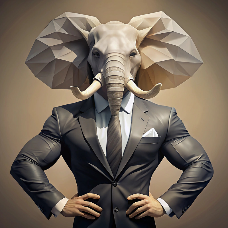 Unique Low-Poly Elephant Bodybuilder Logo Design Unique Low-Poly Elephant Bodybuilder Logo Design