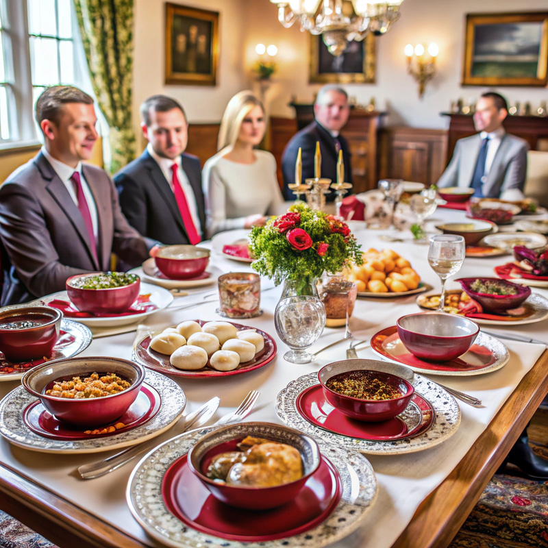 Luxurious Slavic Dining Table for Networking Events Luxurious Slavic Dining Table for Networking Events