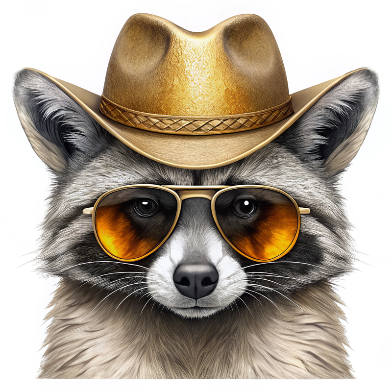 Rebellious Raccoon Cowboy Portrait Rebellious Raccoon Cowboy Portrait