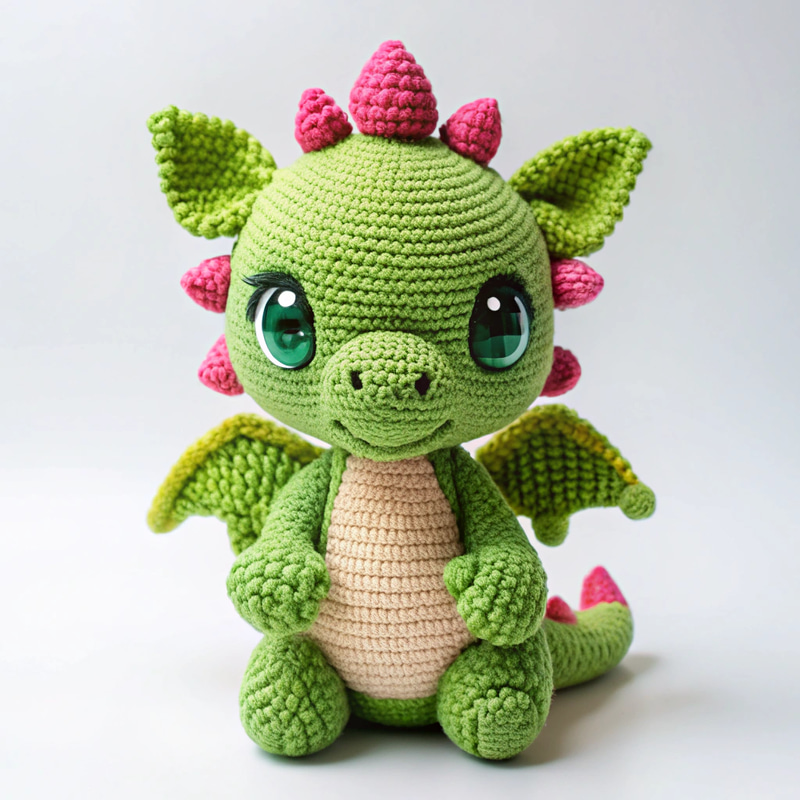 Adorable Green Amigurumi Dragon - 15cm Handmade Toy Adorable Green Amigurumi Dragon - 15cm Handmade Toy