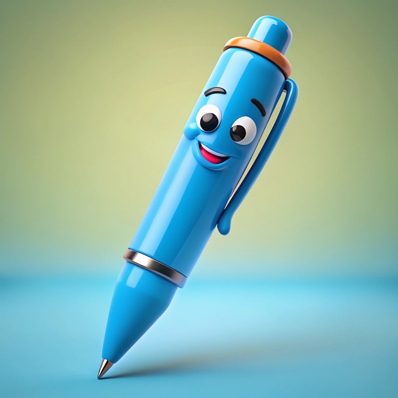Cheerful Cartoon Blue Pen – Fun Writing Accessory