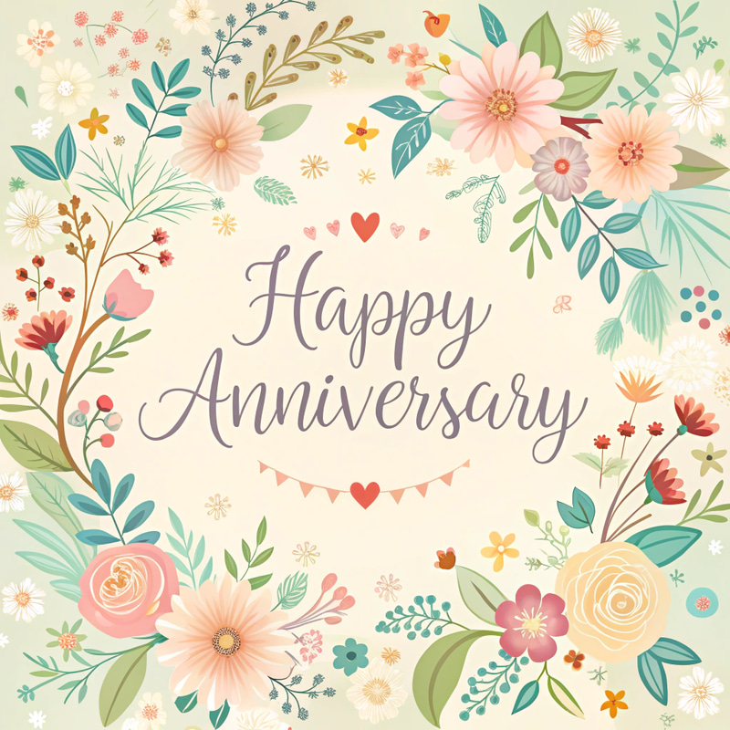 Elegant Anniversary Card Design with Floral Patterns Elegant Anniversary Card Design with Floral Patterns