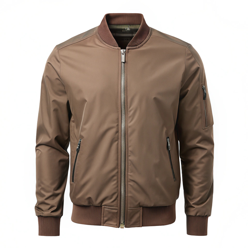Minimalist Bomber Jacket with Standing Collar