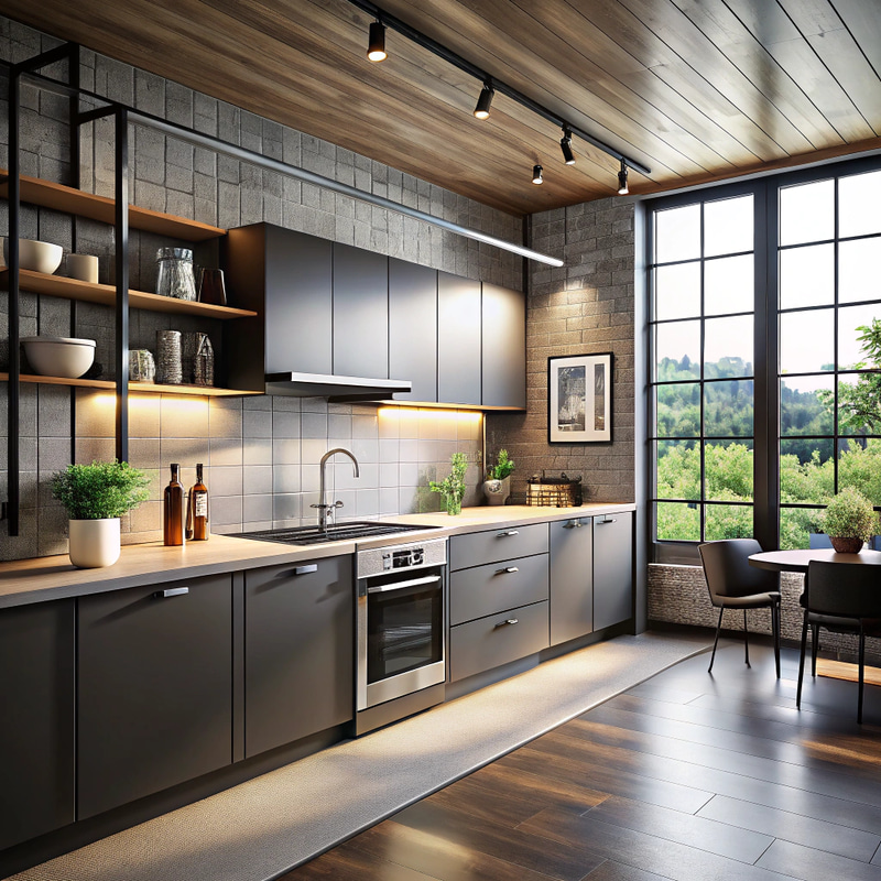 Modern Industrial Linear Kitchen Design