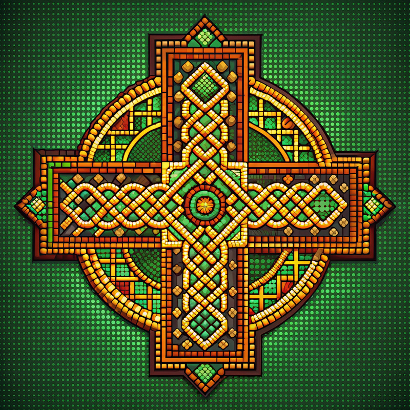 Vibrant Retro Pixel Art Celtic Cross Vibrant Retro Pixel Art Celtic Cross