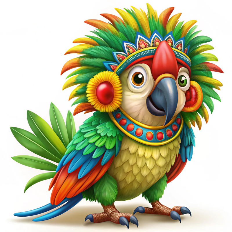 Fantasy Parrot Character Inspired by Amazon Culture Fantasy Parrot Character Inspired by Amazon Culture
