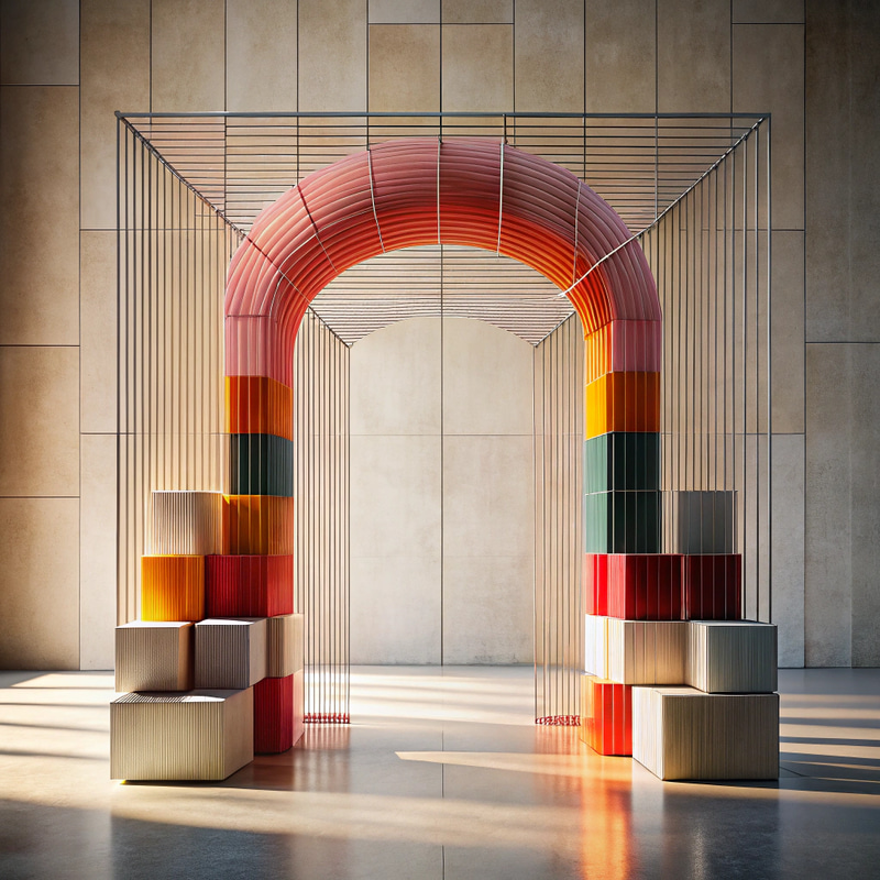 Modern Minimalist Architectural Design with Colorful Base Modern Minimalist Architectural Design with Colorful Base