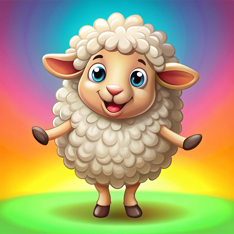 Playful Cartoon Sheep Sprite for Game